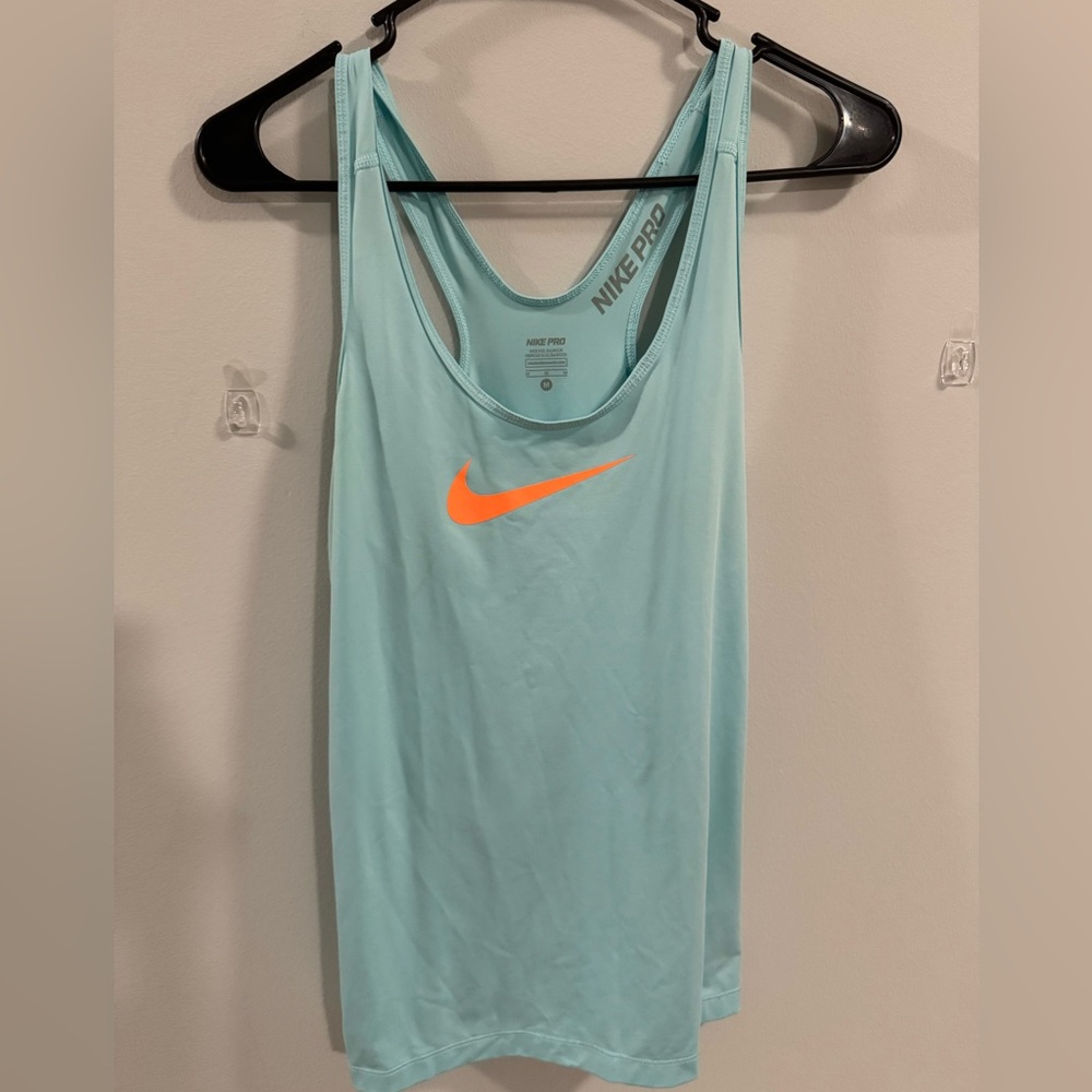 Nike Women's Aqua Tank with Neon Orange Swoosh